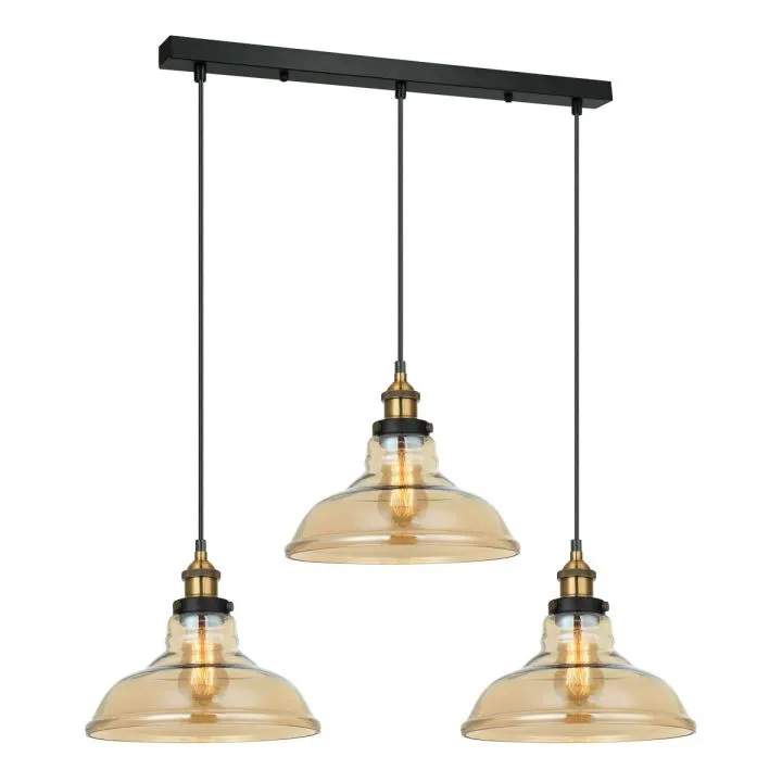Hubert, retro lampa wisząca, czarno złota, E27, MDM-2381/3 GD+AMB